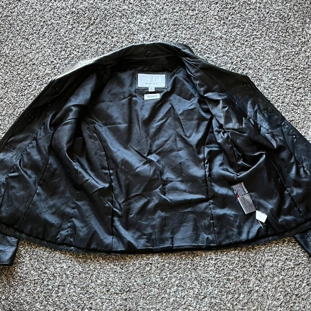 Wilsons Leather Maxima Black 100% Genuine Leather Womens L Biker Moto Durable - Picture 4 of 8